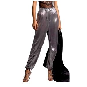 Anthropologie Metallic Jogger Parachute Pants Liquid Shine High Rise draw NEW